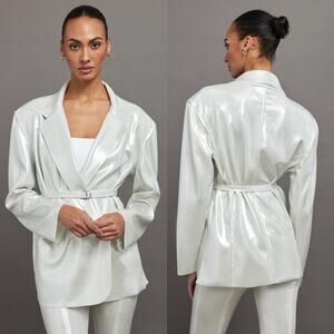 NWT Norma Kamali Oversized Double Breasted Jacket in Pearl Size Small